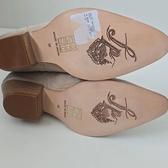Free People Bowers Embroidered Bootie Bone Suede w/ silver Boots Fits 8.5 - Picture 9 of 11
